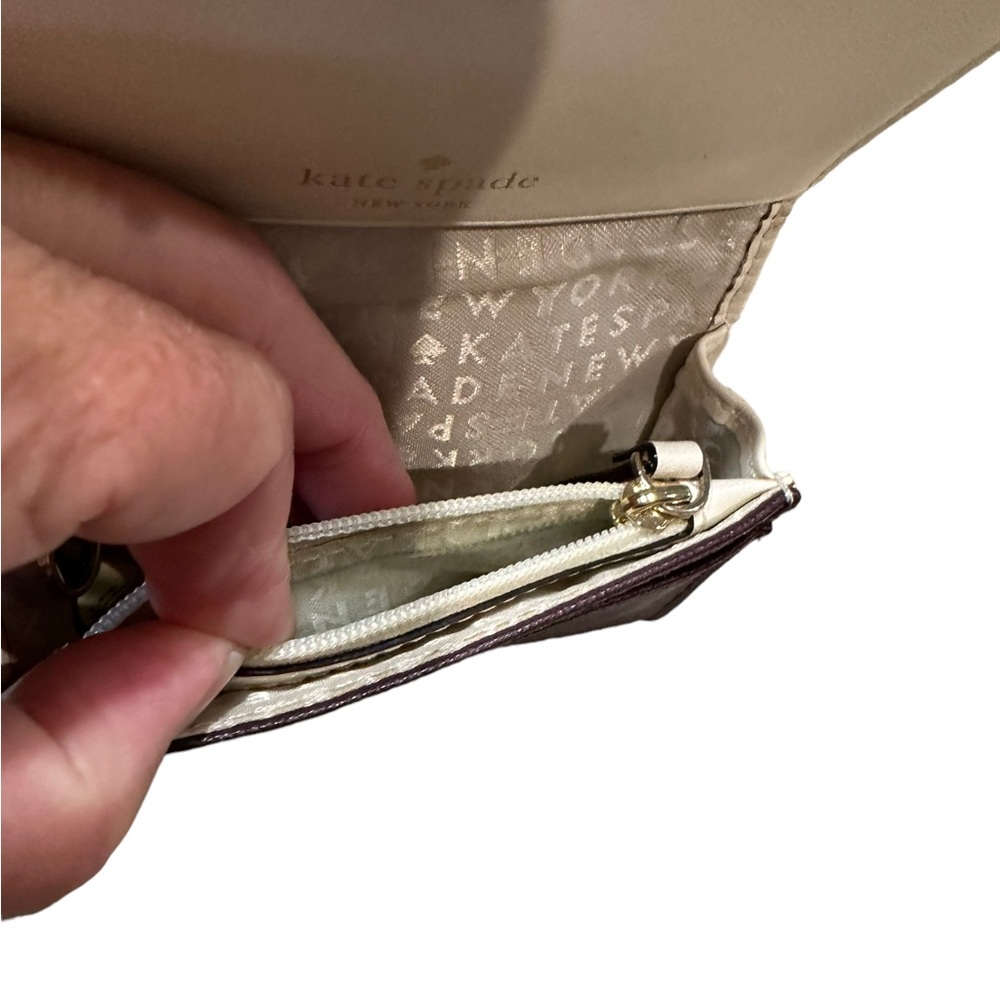 Kate Spade Burgundy and Tan Keychain Mini Keychain Wallet - Picture 6 of 10